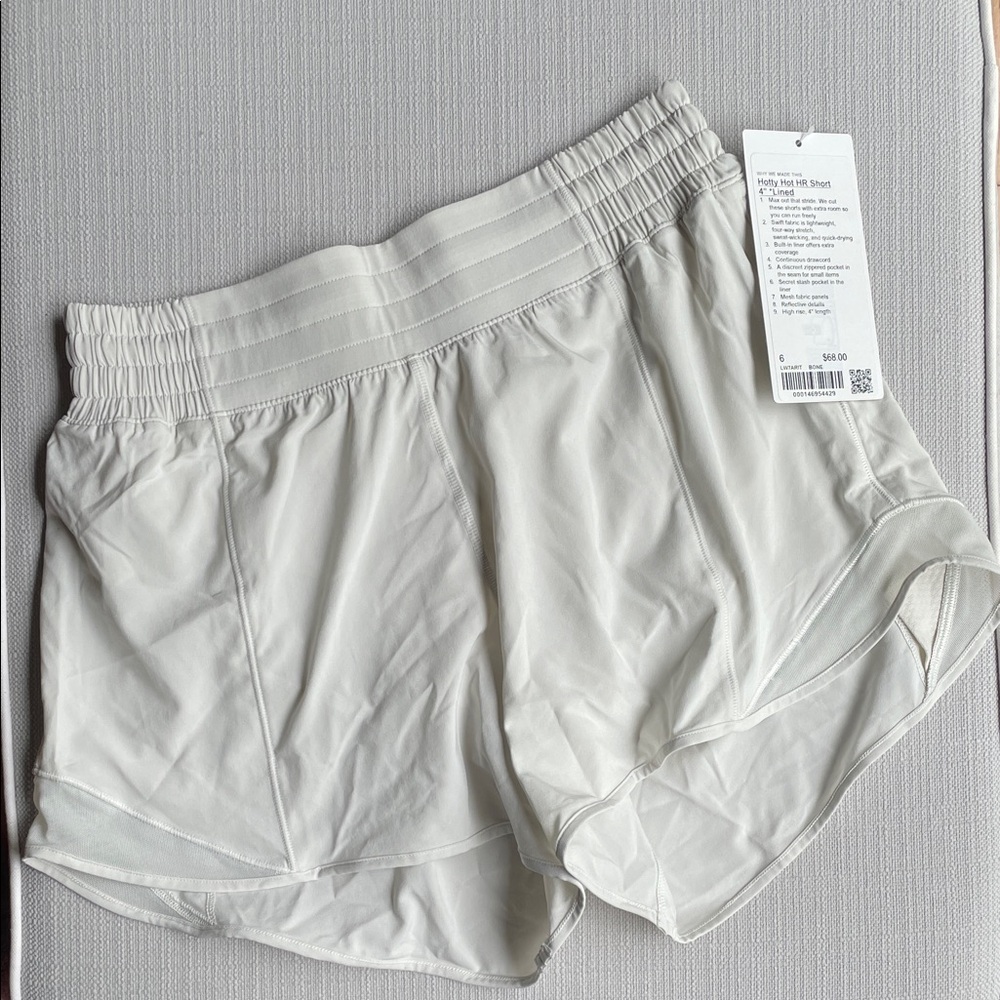 Lululemon hotty hot high rise short 4” lined - bone - size 6 - Picture 3 of 16